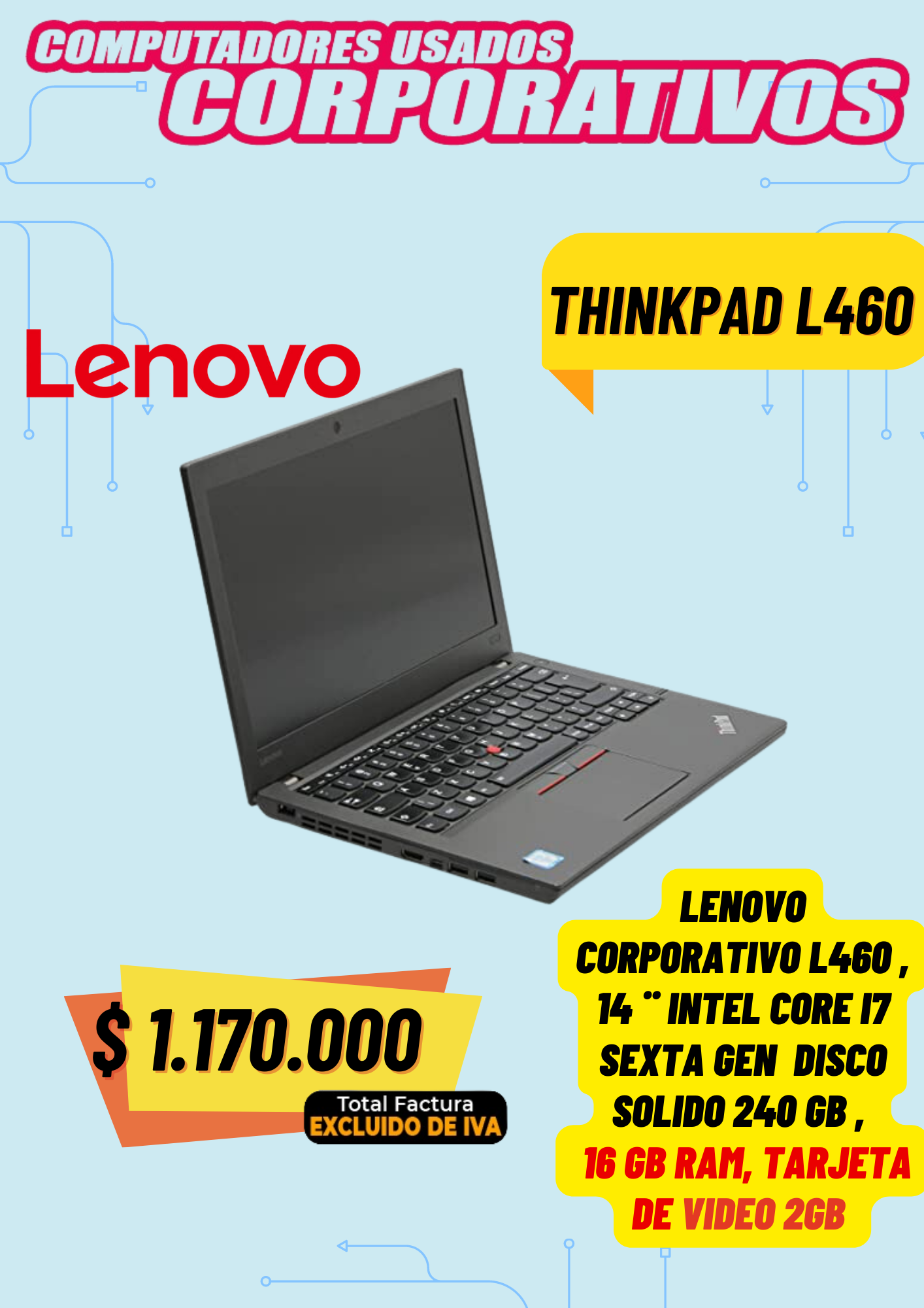 Lenovo l460 con tarjeta de video